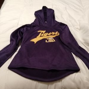 LSU tiger hooded fleece pullover